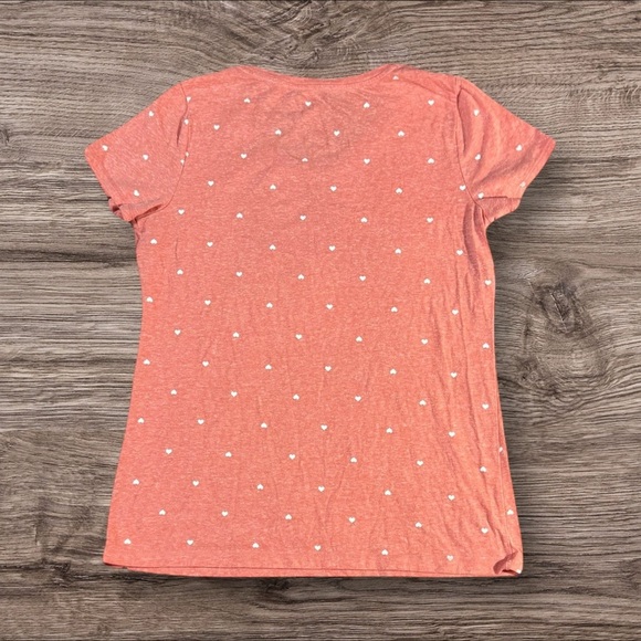 St. John's Bay Coral Classic Short Sleeve Tee with White Hearts Size Medium - Picture 4 of 4